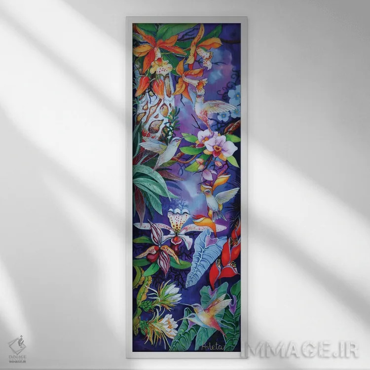 تابلو مرغهای مگسخوار در بهشت اثر آرلت اسمولکو - نمای قابدار سفید