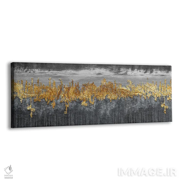 تابلو آبستره روستایی طلایی و خاکستری اثر آرسی بسی - نمای پرسپکتیو محصول