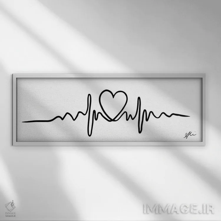 تابلو خط قلب اثر آلیسون پِتری - نمای قابدار سفید