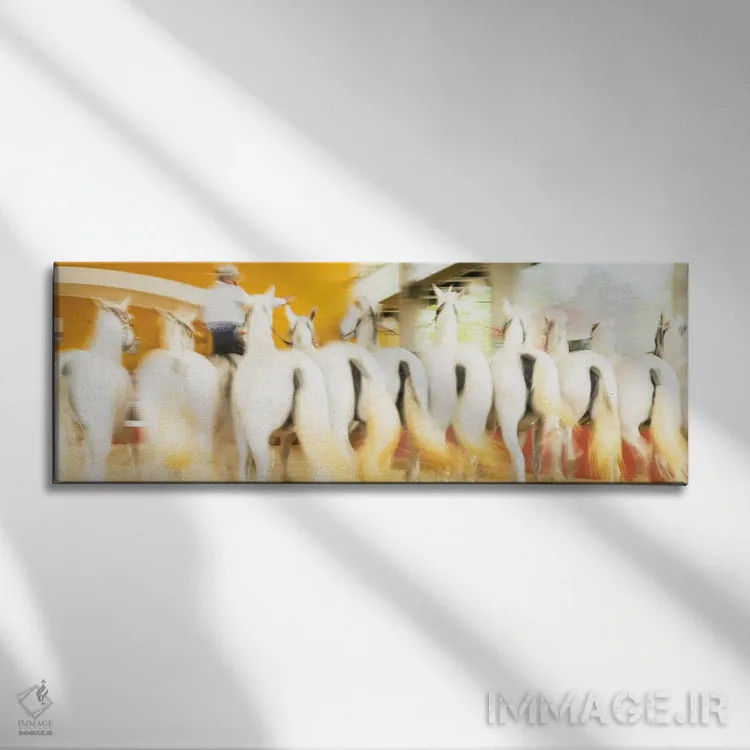 تابلو اسبهای افسانهای II اثر اندرو لِوِر - نمای روبهرو روی دیوار