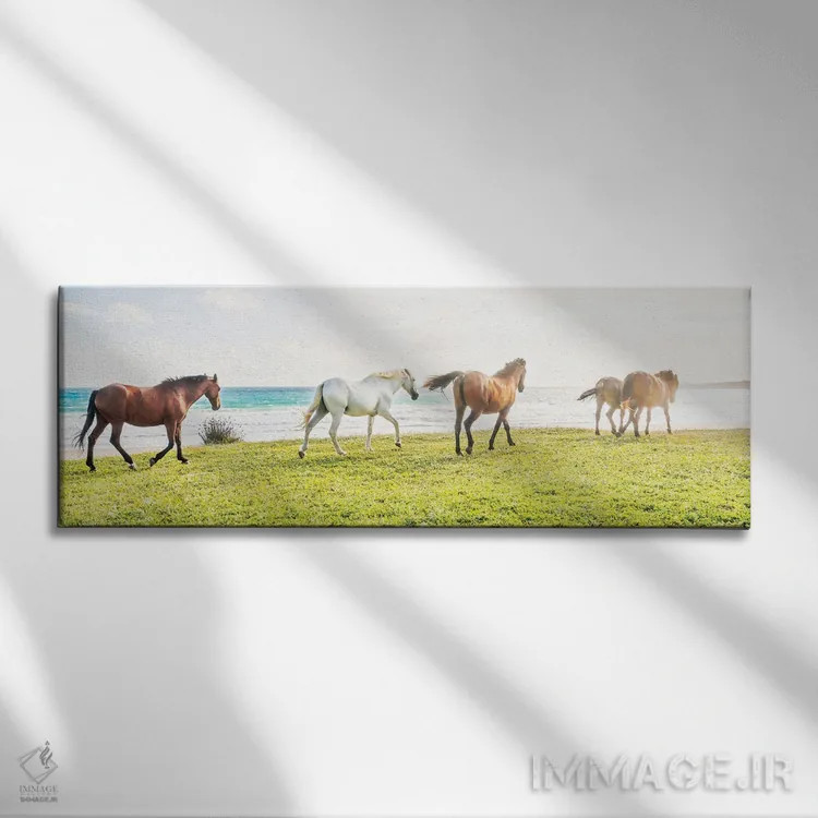 تابلو اسبهای ساحلی II اثر اندرو لِوِر - نمای روبهرو روی دیوار