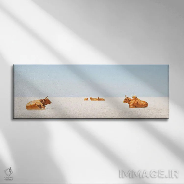 تابلو گاوهای آفتابگیر اثر اندرو لِوِر - نمای روبهرو روی دیوار