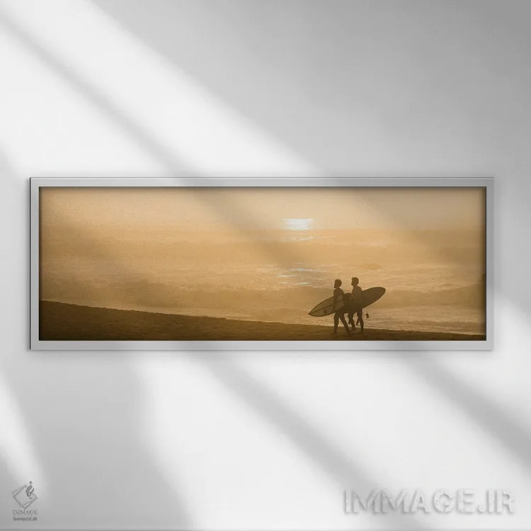 تابلو موجسواری بهشتی اثر اندرو لِوِر - نمای قابدار سفید