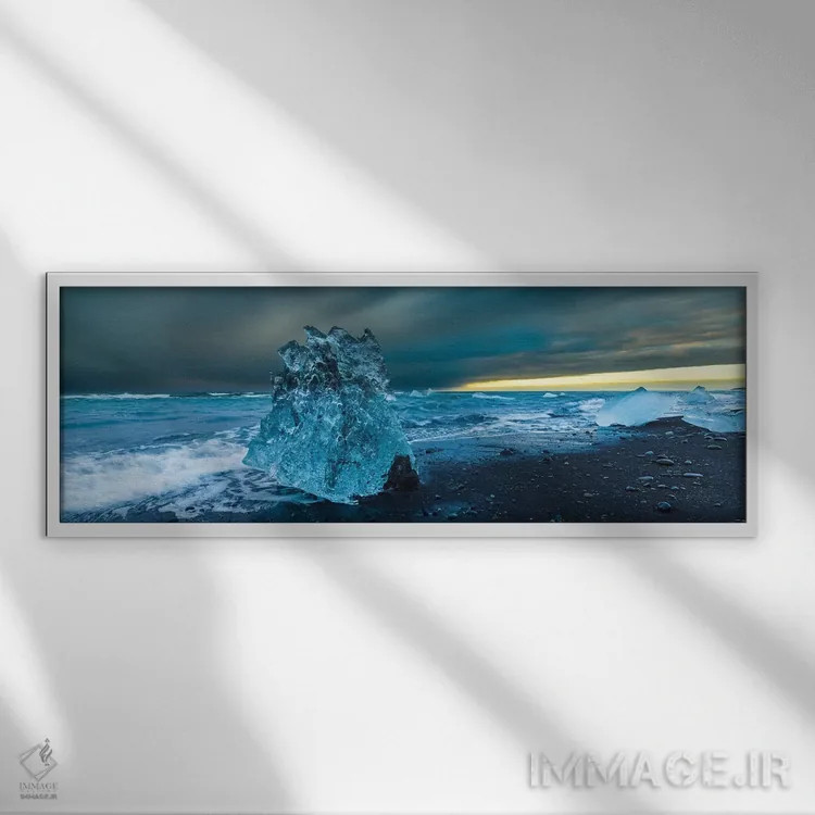 تابلو Iceland I,تکههای یخی، ایسلند I اثر آرت وولف (عکاس حیات وحش آمریکایی) - نمای قابدار سفید