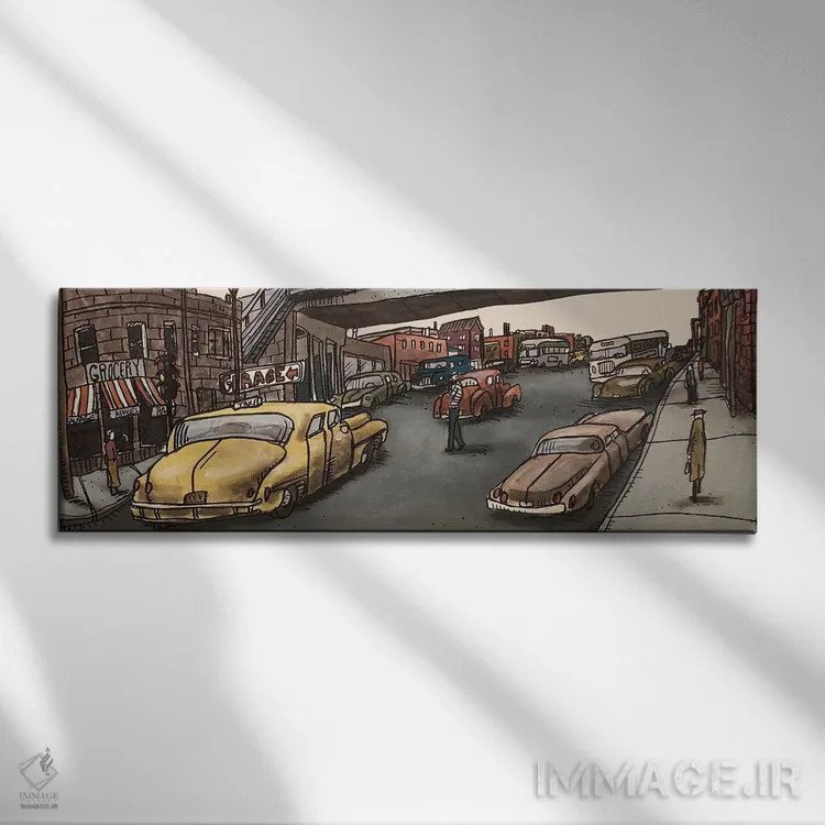 تابلو خط قرمز (مترو/قطار) اثر آرون ووتن - نمای روبهرو روی دیوار