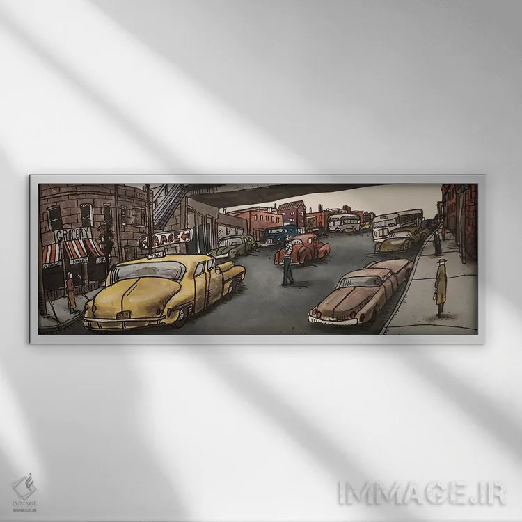 تابلو خط قرمز (مترو/قطار) اثر آرون ووتن - نمای قابدار سفید