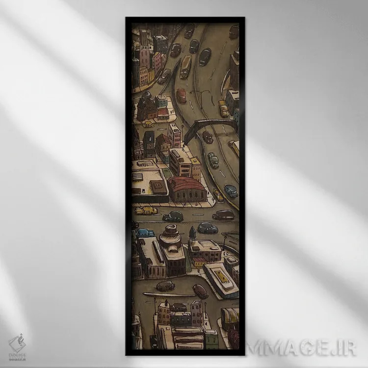 تابلو شهر بیپایان B اثر آرون ووتن - نمای قابدار مشکی