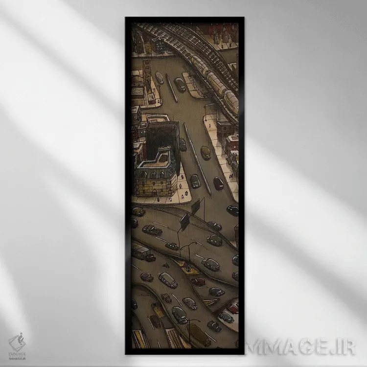 تابلو شهر بیپایان C اثر آرون ووتن - نمای قابدار مشکی