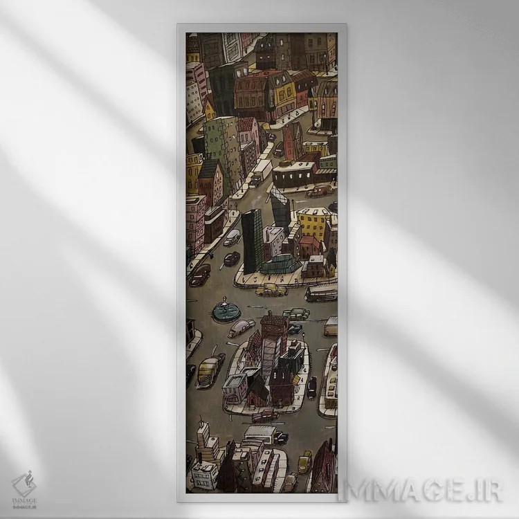 تابلو شهر بیپایان A اثر آرون ووتن - نمای قابدار سفید