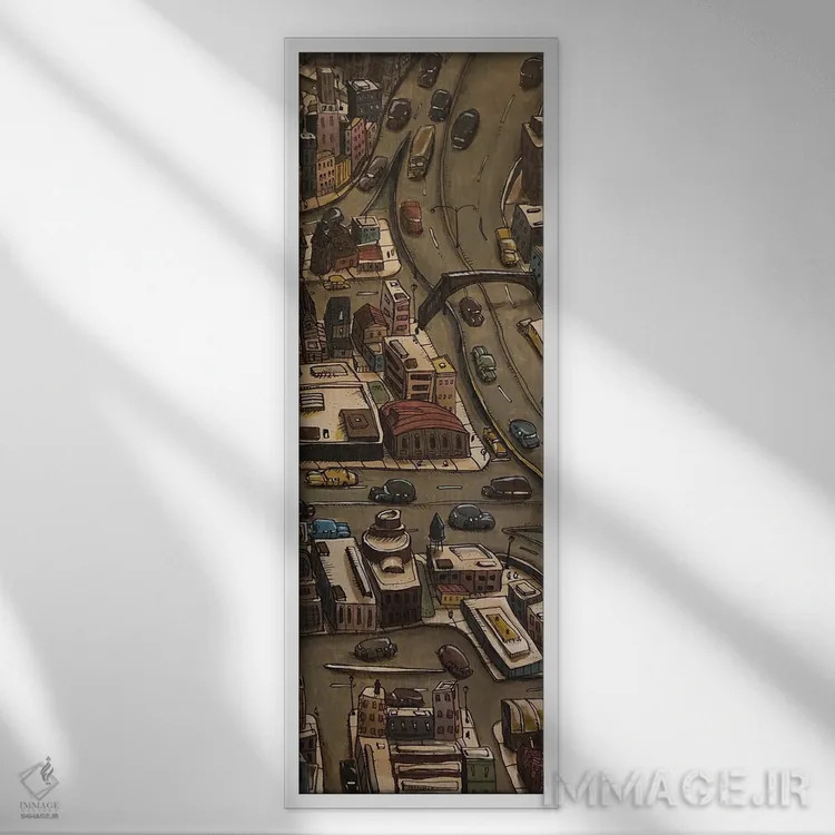 تابلو شهر بیپایان B اثر آرون ووتن - نمای قابدار سفید