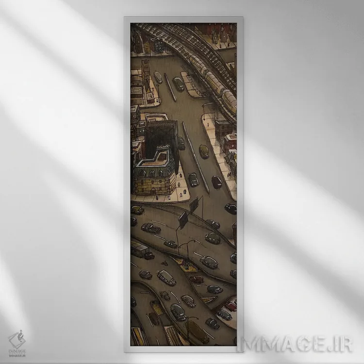 تابلو شهر بیپایان C اثر آرون ووتن - نمای قابدار سفید