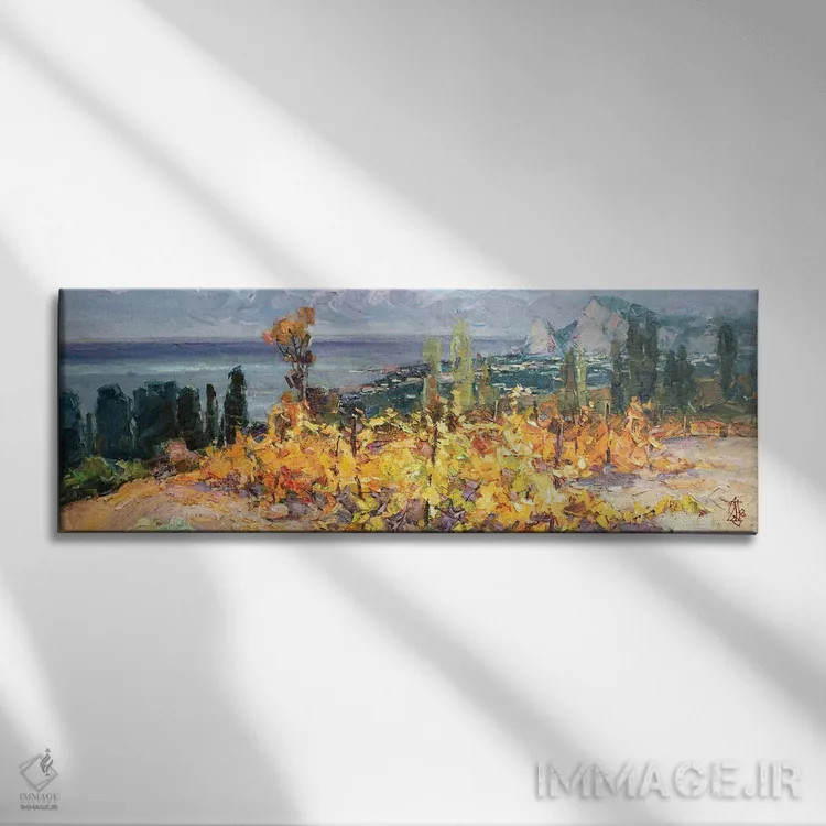 تابلو سرزمینهای تاکستانی اثر ایگور پوزدف - نمای روبهرو روی دیوار