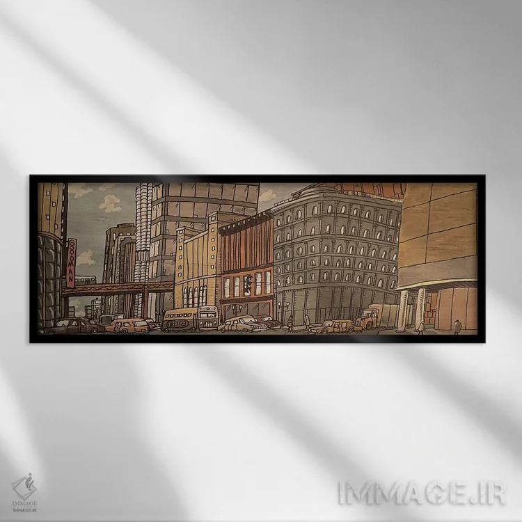 تابلو تئاتر گودمن اثر آرون ووتن - نمای قابدار مشکی