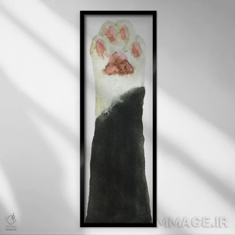 تابلو پنجهٔ گربهٔ سیاه دو رنگ اثر آلکسی دیمیتریویچ شمیروف - نمای قابدار مشکی