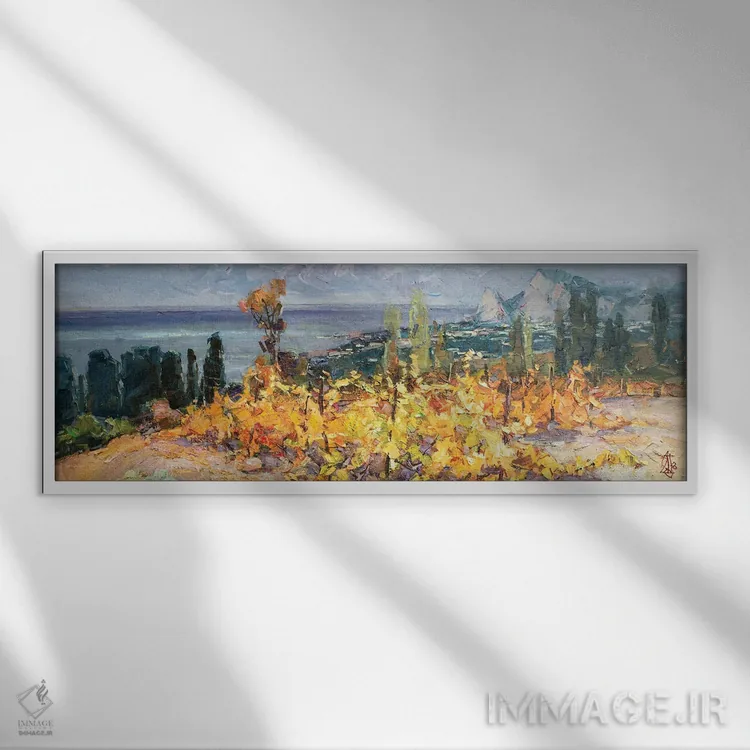 تابلو سرزمینهای تاکستانی اثر ایگور پوزدف - نمای قابدار سفید