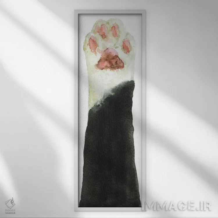 تابلو پنجهٔ گربهٔ سیاه دو رنگ اثر آلکسی دیمیتریویچ شمیروف - نمای قابدار سفید