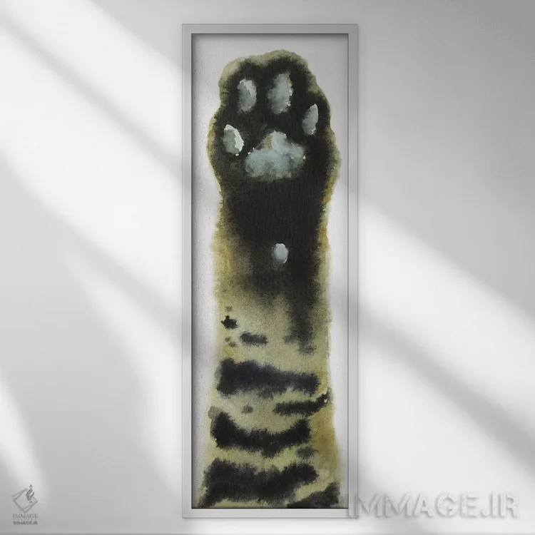 تابلو پنجهٔ گربهٔ راهراه اثر آلکسی دیمیتریویچ شمیروف - نمای قابدار سفید