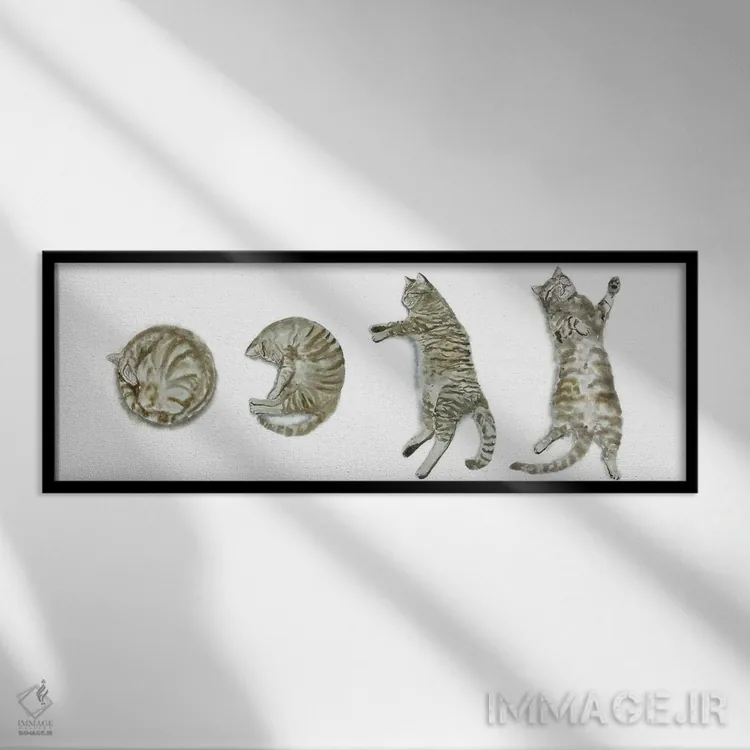 تابلو گربهی خالدار خوابیده اثر آلکسی دیمیتریویچ شمیروف - نمای قابدار مشکی