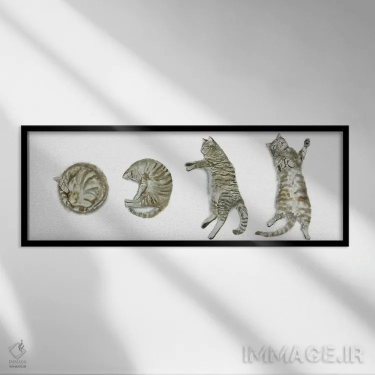 تابلو گربهی خالدار خوابیده اثر آلکسی دیمیتریویچ شمیروف - نمای قابدار مشکی