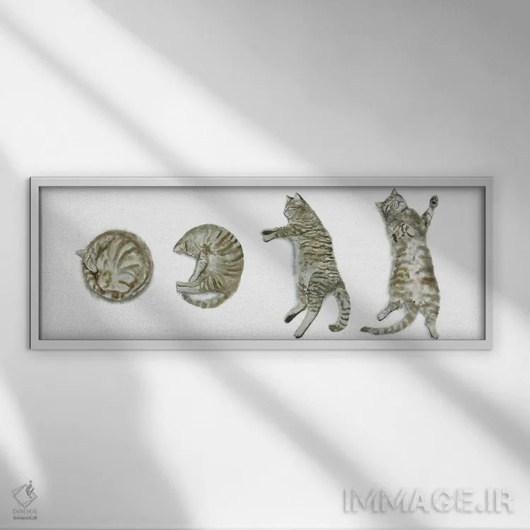 تابلو گربهی خالدار خوابیده اثر آلکسی دیمیتریویچ شمیروف - نمای قابدار سفید