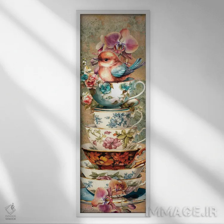 تابلو روی هم چیده شده اثر هنرِ چونی - نمای قابدار سفید