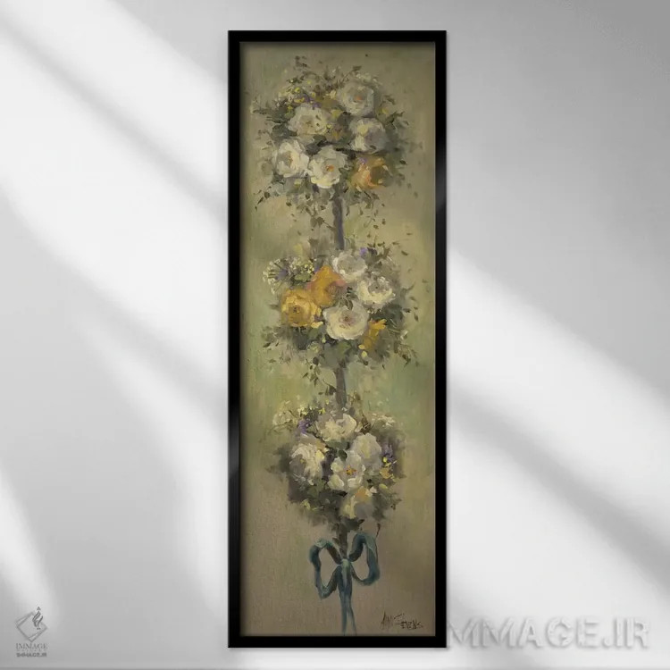 تابلو دستهگل هرسشده دو اثر الین استیونز - نمای قابدار مشکی