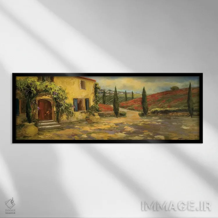 تابلو مزارع توسکانی اثر الین استیونز - نمای قابدار مشکی