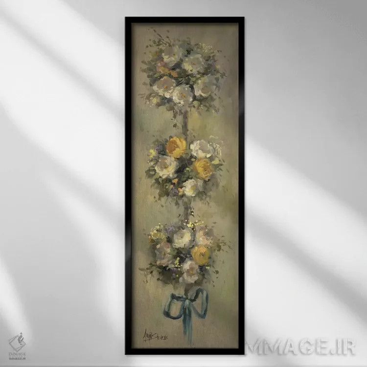 تابلو دستهگل هرسشده یک اثر الین استیونز - نمای قابدار مشکی