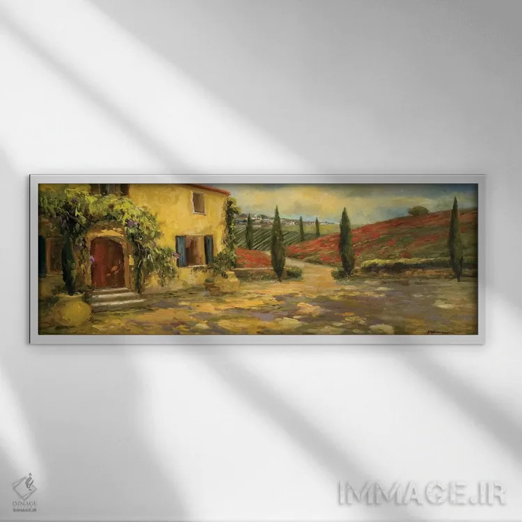 تابلو مزارع توسکانی اثر الین استیونز - نمای قابدار سفید