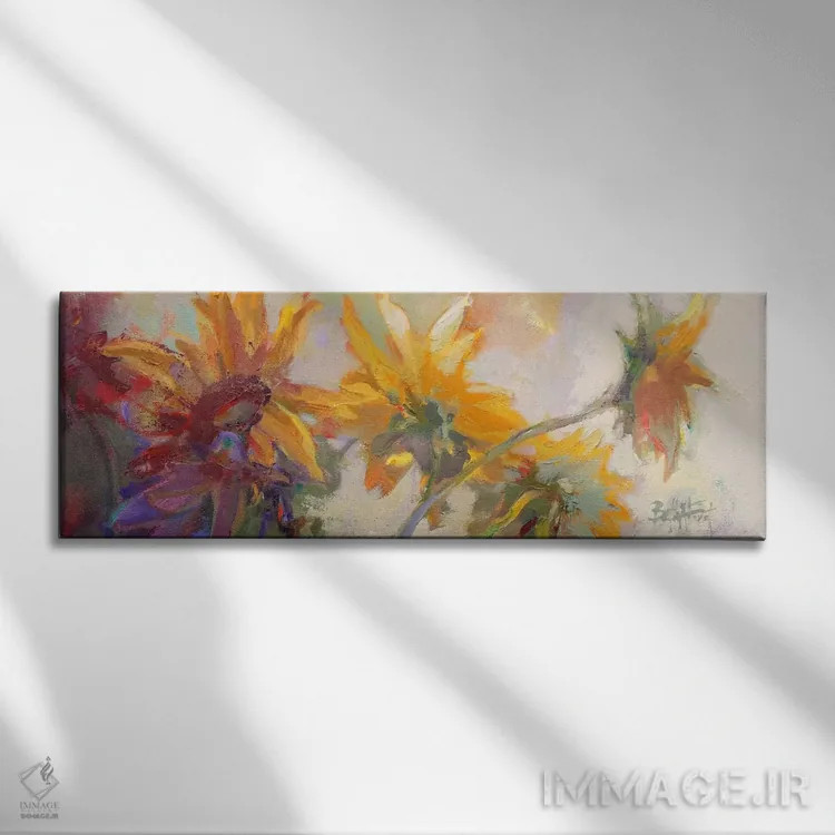 تابلو سه شکوفه بلند اثر بث اِی فورست - نمای روبهرو روی دیوار