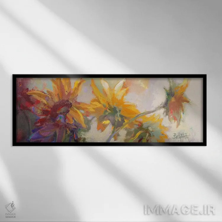 تابلو سه شکوفه بلند اثر بث اِی فورست - نمای قابدار مشکی