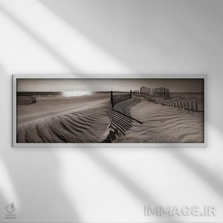 تابلو پیادهروی در تپههای شنی اثر نوا بی - نمای قابدار سفید