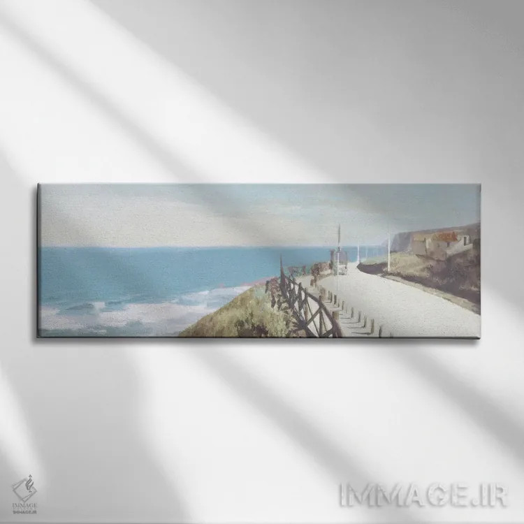 تابلو کلبهای بر فراز صخره اثر نوا بی - نمای روبهرو روی دیوار