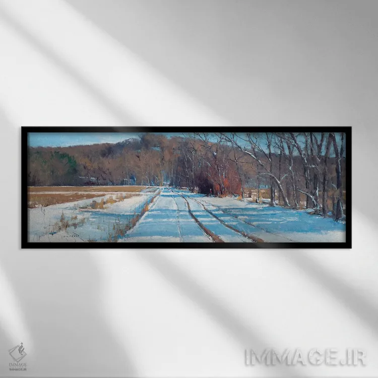 تابلو نور صبحگاهی بر رودخانهٔ تریمبل اثر بن بائر - نمای قابدار مشکی