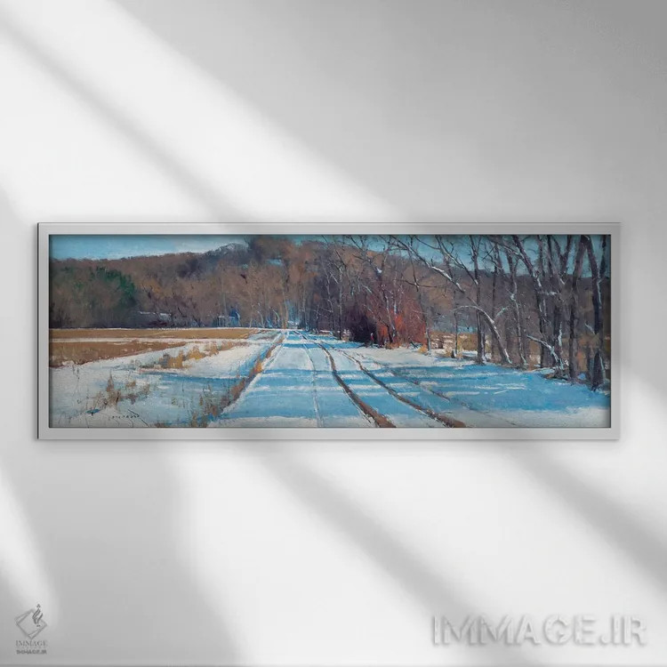 تابلو نور صبحگاهی بر رودخانهٔ تریمبل اثر بن بائر - نمای قابدار سفید