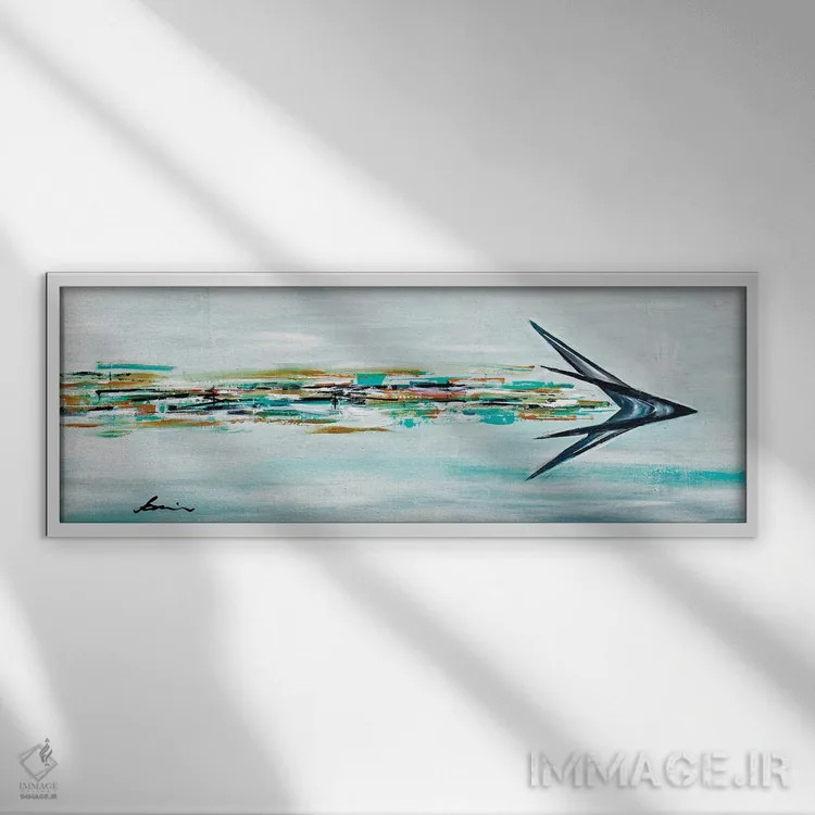 تابلو بومرنگ میانهقرن (نگاه به آینده) اثر آنجلا بیسون - نمای قابدار سفید