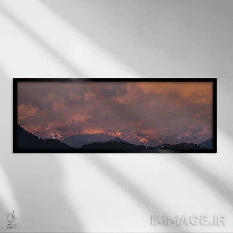 تابلو طلوع کوهستان راکی اثر بنجامین پاجت - نمای قابدار مشکی