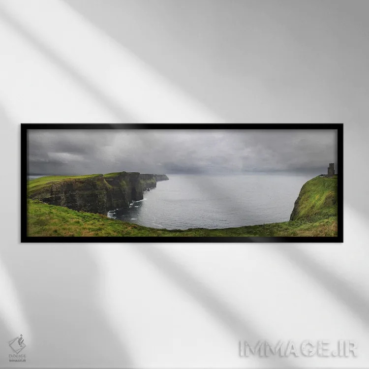 تابلو طوفان نزدیک صخرههای موهر اثر بنجامین پاجت - نمای قابدار مشکی