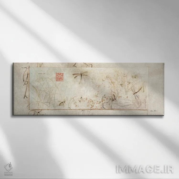 تابلو سنجاقکهای آسیایی اثر چری بلوم - نمای روبهرو روی دیوار