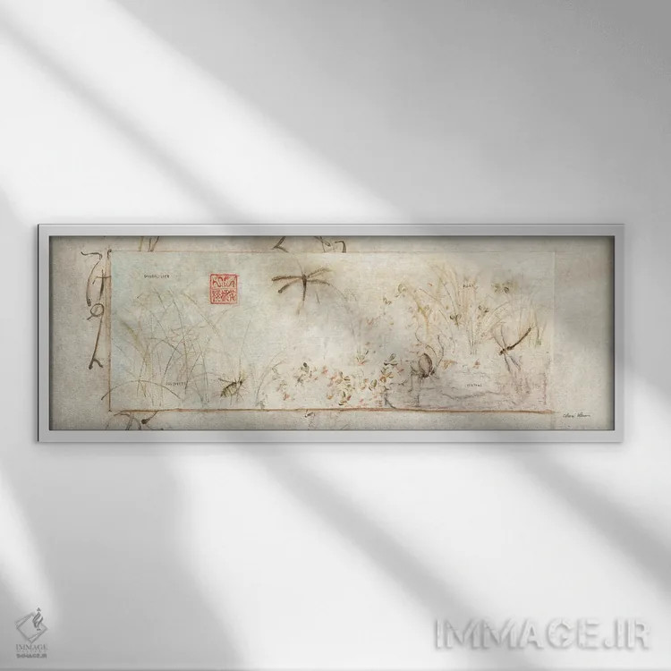 تابلو سنجاقکهای آسیایی اثر چری بلوم - نمای قابدار سفید