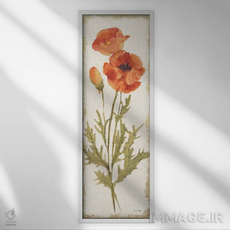 تابلو صفحه شقایق (روشن) اثر چری بلوم - نمای قابدار سفید