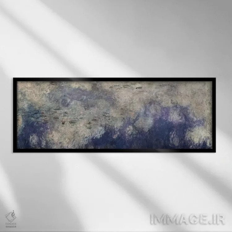 تابلو نیلوفرهای آبی اثر کلود مونه (نقاش معروف فرانسوی) - نمای قابدار مشکی