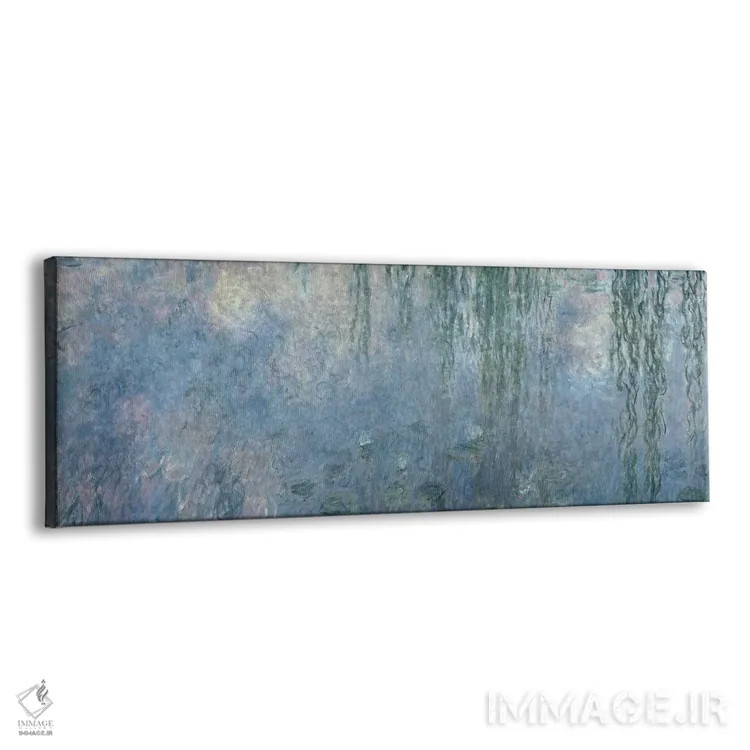 تابلو نیلوفرهای آبی: صبح با بید مجنون، بخش مرکزی، ۱۹۱۴-۱۸ اثر کلود مونه (نقاش معروف فرانسوی) - نمای پرسپکتیو محصول