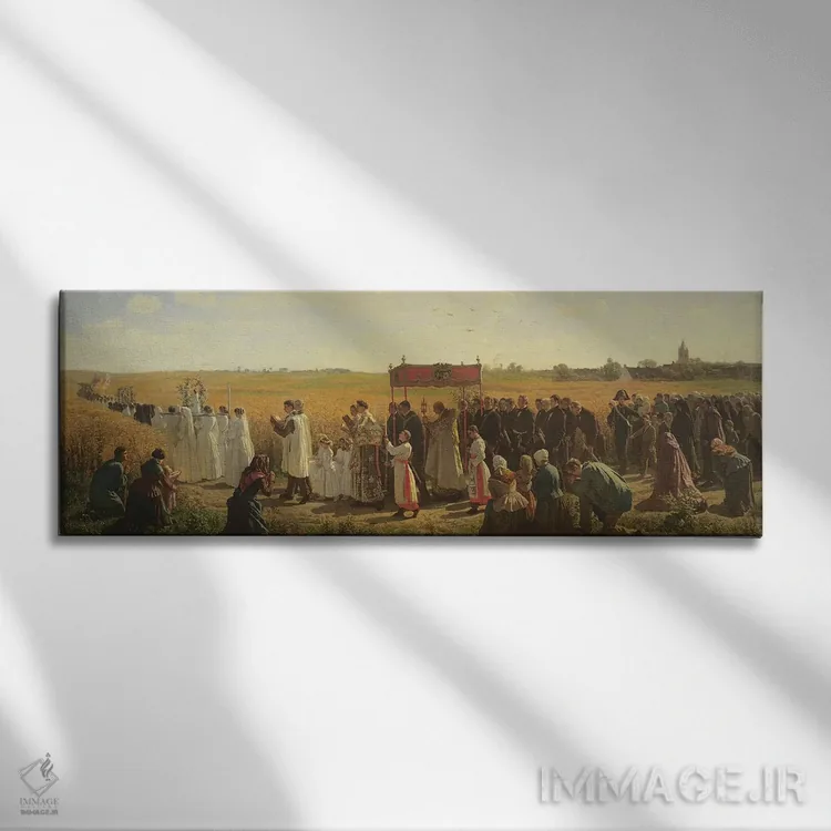 تابلو 1857,دعای خوشههای گندم در آرتوا، ۱۸۵۷ اثر ژول برتون - نمای روبهرو روی دیوار