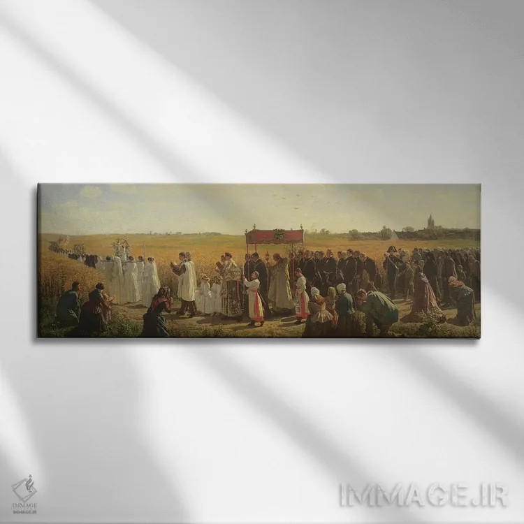 تابلو 1857,دعای خوشههای گندم در آرتوا، ۱۸۵۷ اثر ژول برتون - نمای روبهرو روی دیوار