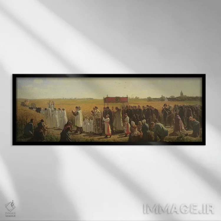 تابلو 1857,دعای خوشههای گندم در آرتوا، ۱۸۵۷ اثر ژول برتون - نمای قابدار مشکی