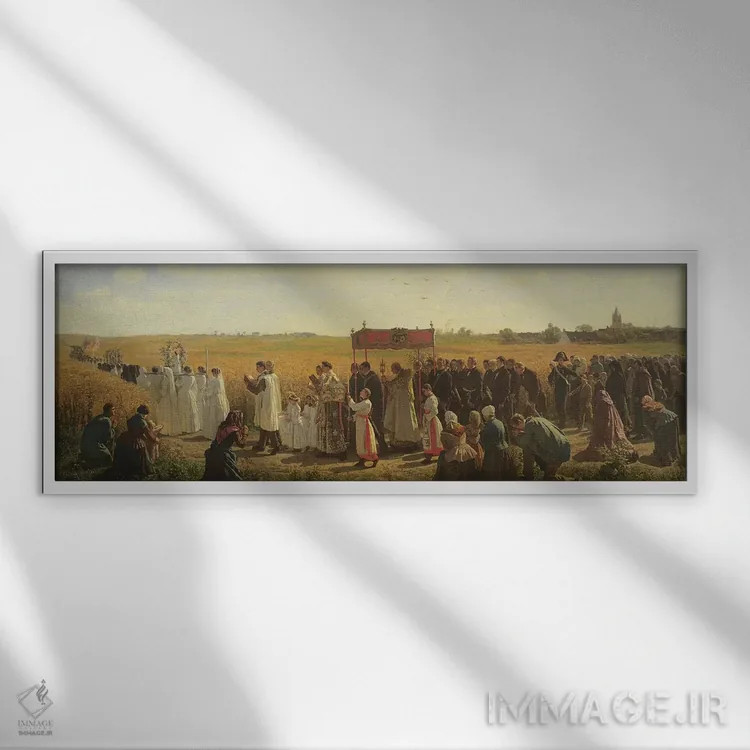 تابلو 1857,دعای خوشههای گندم در آرتوا، ۱۸۵۷ اثر ژول برتون - نمای قابدار سفید