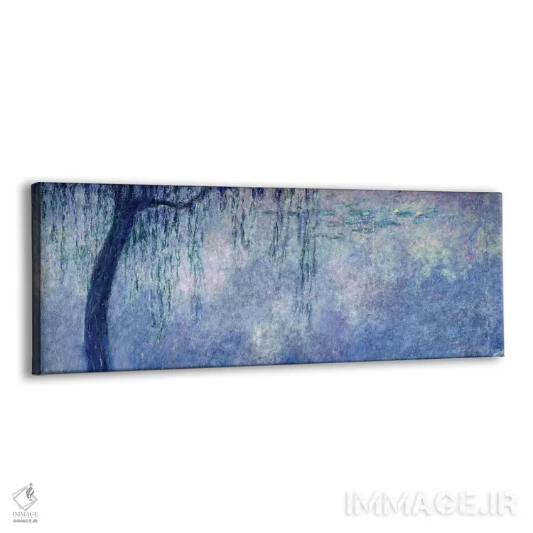 تابلو left section, 1914-18,نیلوفرهای آبی: دو درخت بید گریان، بخش چپ، ۱۹۱۴-۱۸ اثر کلود مونه (نقاش معروف فرانسوی) - نمای پرسپکتیو محصول