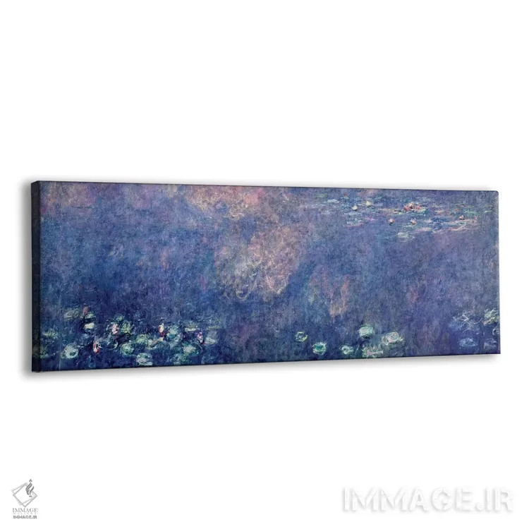 تابلو centre left section, 1914-18,نیلوفرهای آبی: دو درخت بید گریان، بخش چپ وسط، ۱۹۱۴-۱۸ اثر کلود مونه (نقاش معروف فرانسوی) - نمای پرسپکتیو محصول