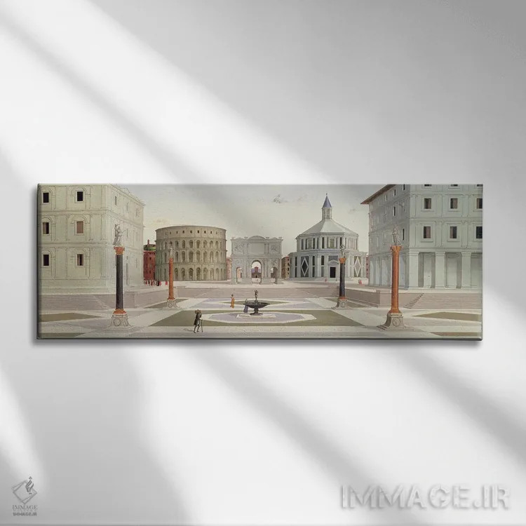 تابلو شهر آرمانی، حدود ۱۴۸۰ اثر فرا کارناواله (نقاش رنسانس) - نمای روبهرو روی دیوار